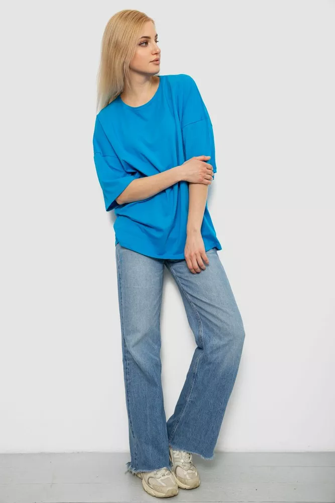 Купить Футболка женская однотонная, цвет голубой, 244R2023 - Фото №2