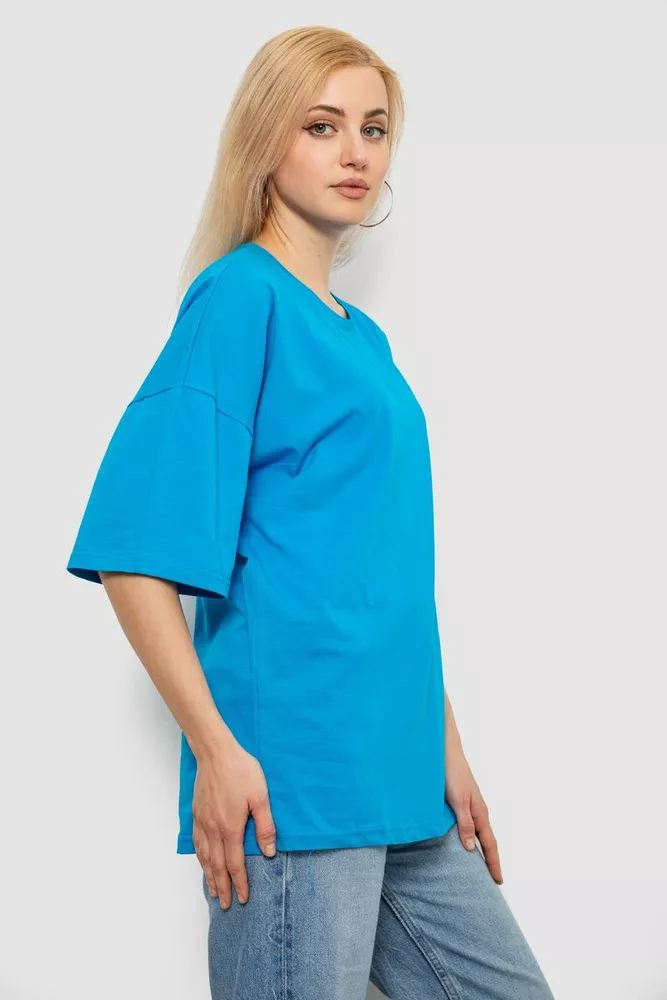 Купить Футболка женская однотонная, цвет голубой, 244R2023 - Фото №3