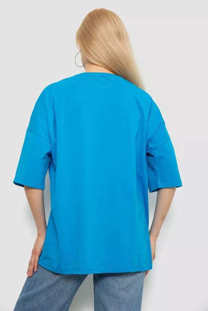 Купить Футболка женская однотонная, цвет голубой, 244R2023 - Фото №4