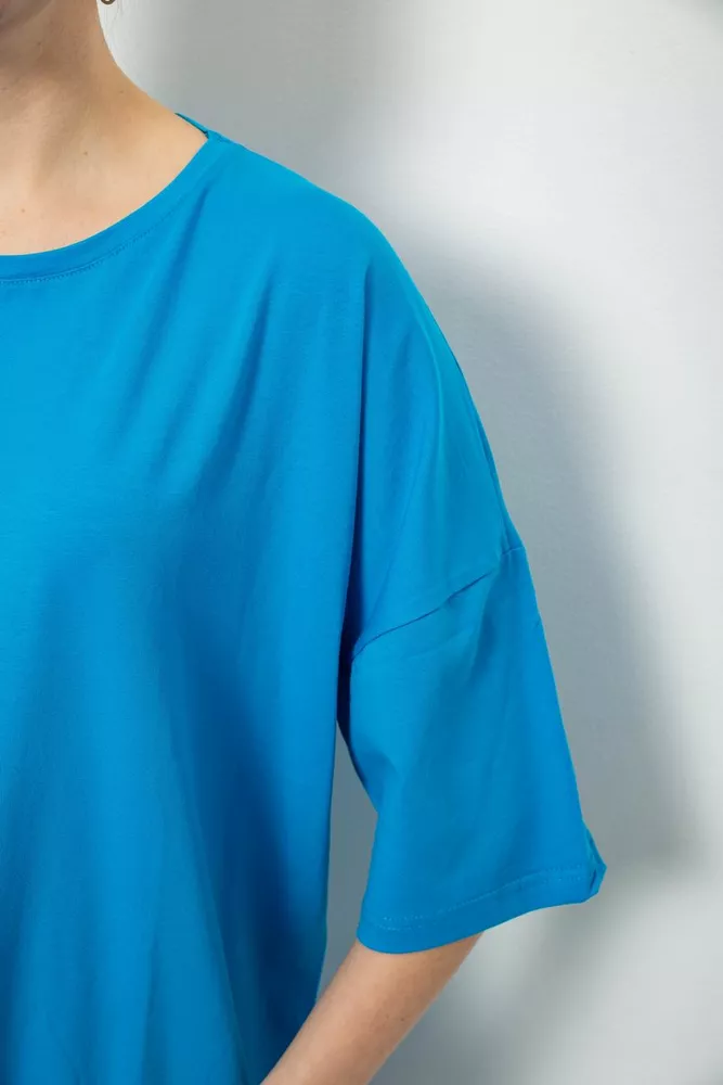 Купить Футболка женская однотонная, цвет голубой, 244R2023 - Фото №5