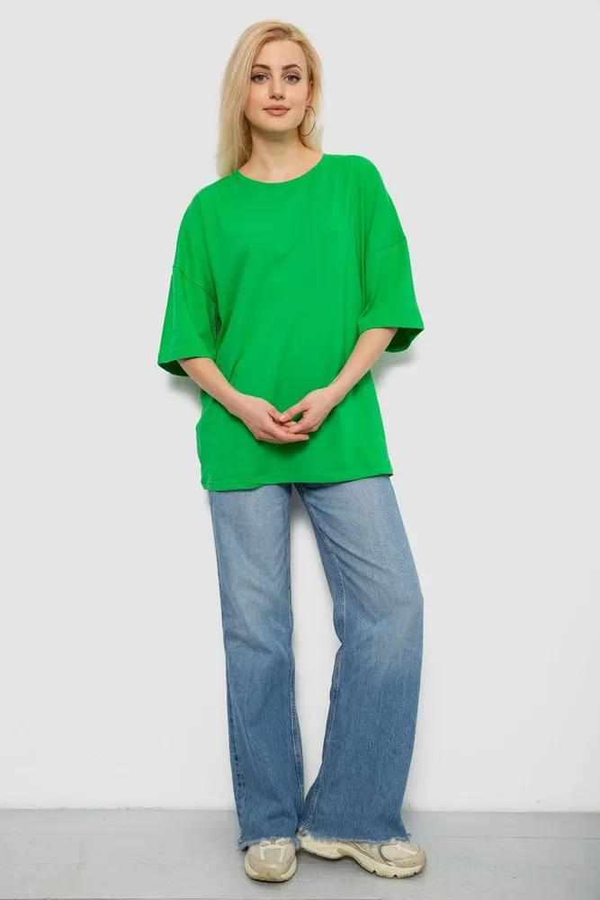 Купить Футболка женская однотонная, цвет зеленый, 244R2023 - Фото №2
