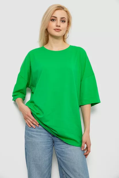 Футболка женская однотонная, цвет зеленый, 244R2023