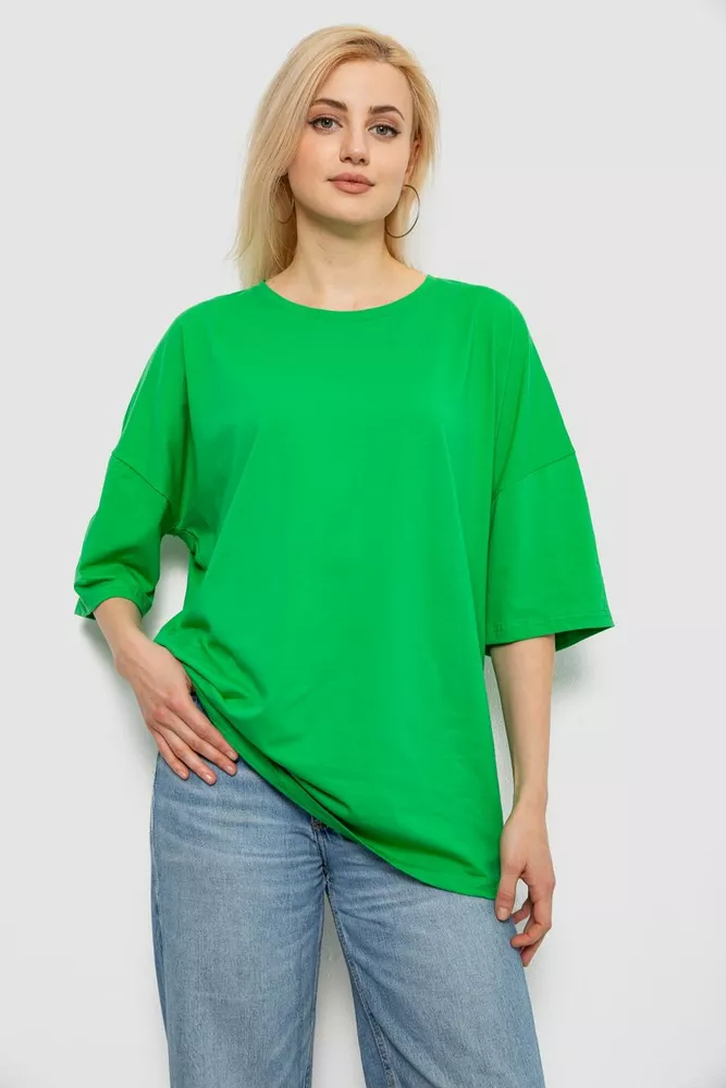 Купить Футболка женская однотонная, цвет зеленый, 244R2023 - Фото №1
