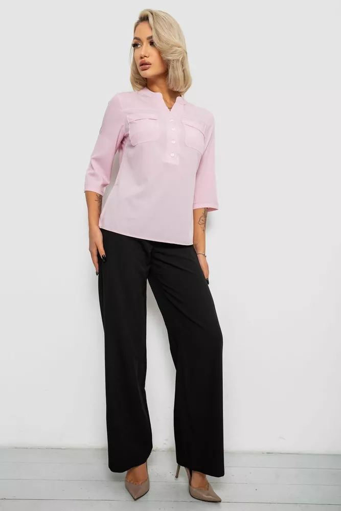 Купити Блуза однотонна  -уцінка, колір рожевий, 230R97-1-U-12 оптом - Фото №2