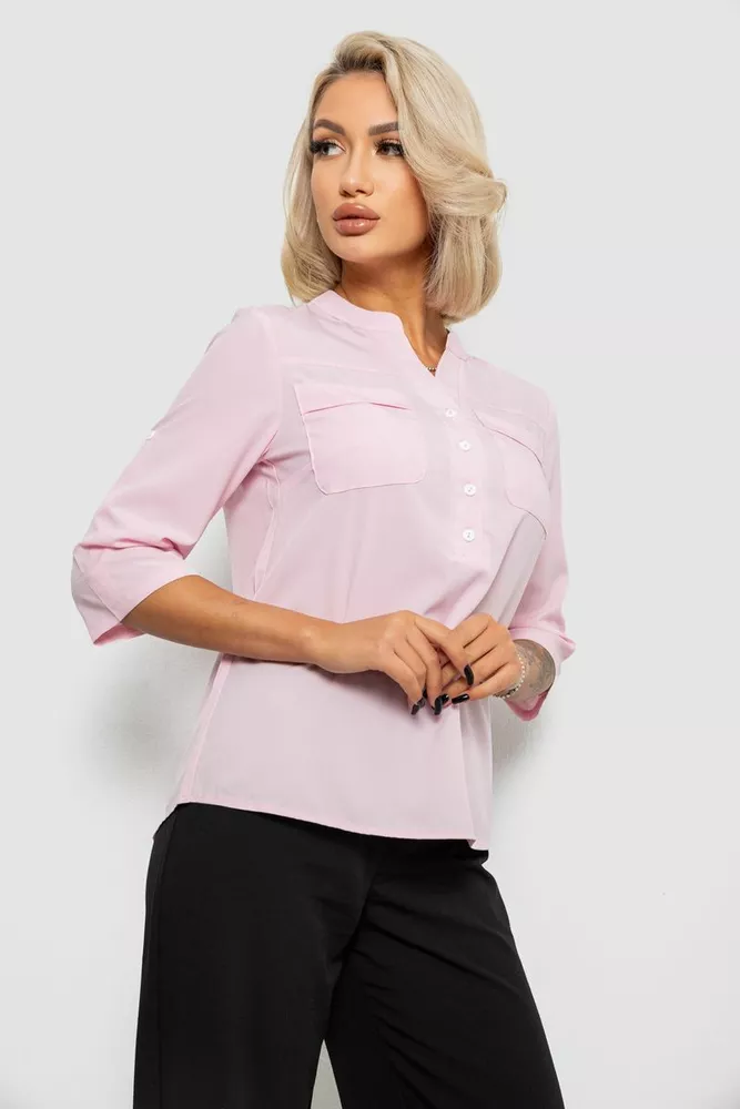 Купити Блуза однотонна  -уцінка, колір рожевий, 230R97-1-U-12 оптом - Фото №3