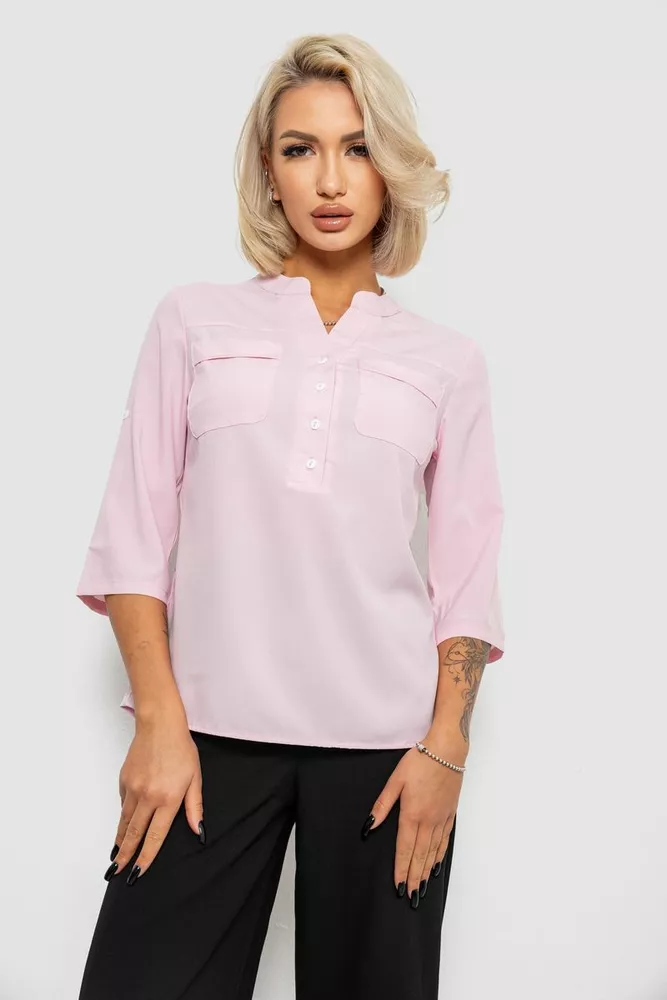 Купити Блуза однотонна  -уцінка, колір рожевий, 230R97-1-U-12 оптом - Фото №1