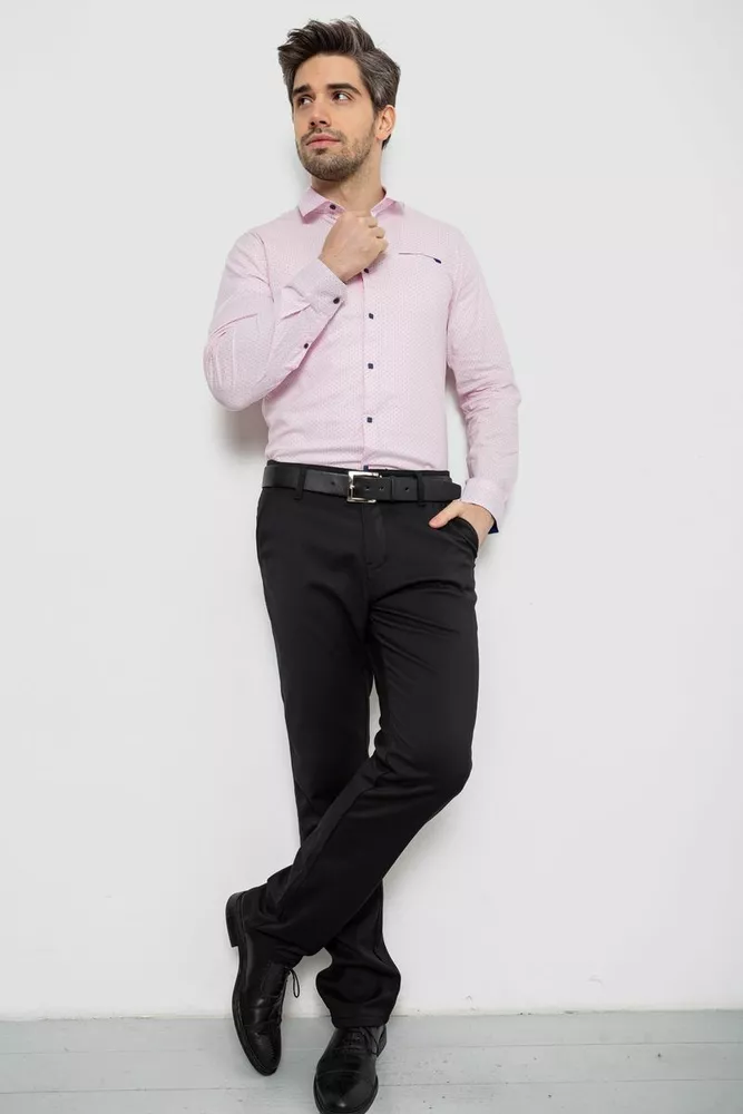 Купить Рубашка мужская однотонная с принтом, цвет розовый, 186R2011 - Фото №2
