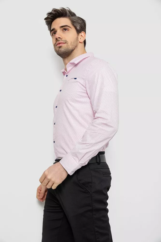 Купить Рубашка мужская однотонная с принтом, цвет розовый, 186R2011 - Фото №3