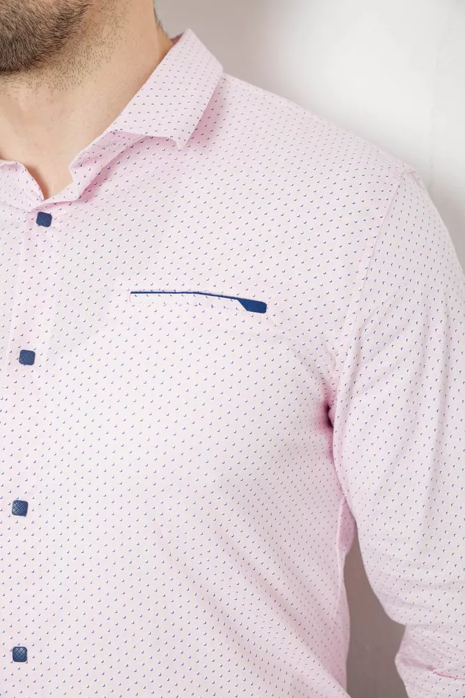 Купить Рубашка мужская однотонная с принтом, цвет розовый, 186R2011 - Фото №5