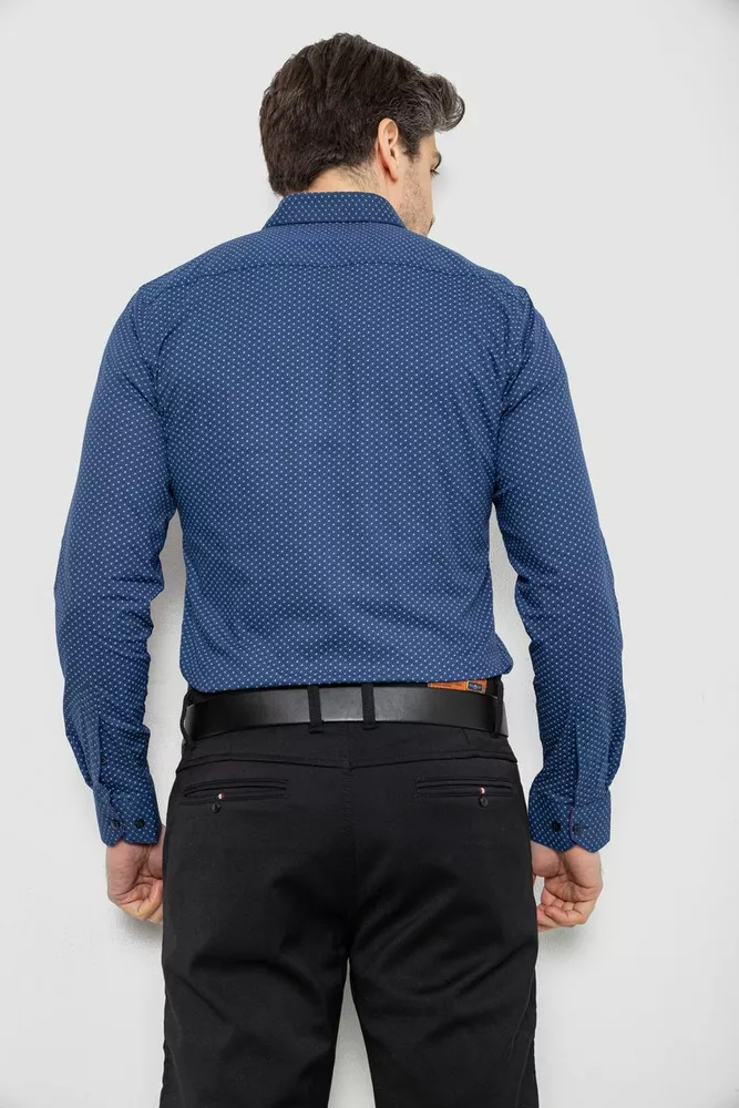 Купить Рубашка мужская однотонная с принтом, цвет синий, 186R2011 - Фото №4