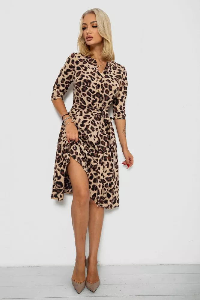 Купить Платье софт с принтом  -уценка, цвет бежево-коричневый, 230R1011-7-U оптом - Фото №2