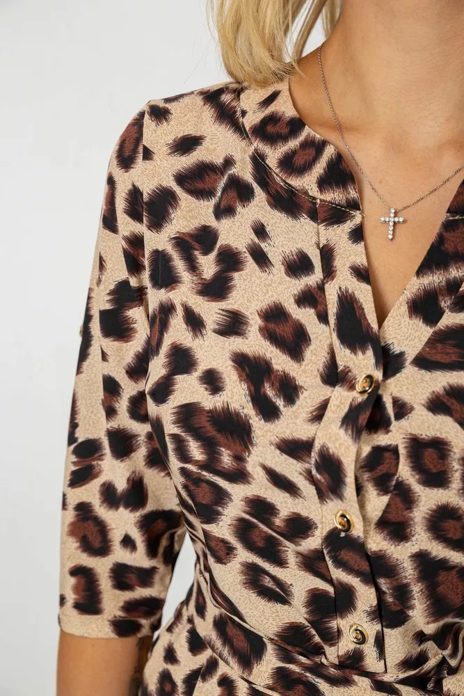 Купить Платье софт с принтом  -уценка, цвет бежево-коричневый, 230R1011-7-U оптом - Фото №5