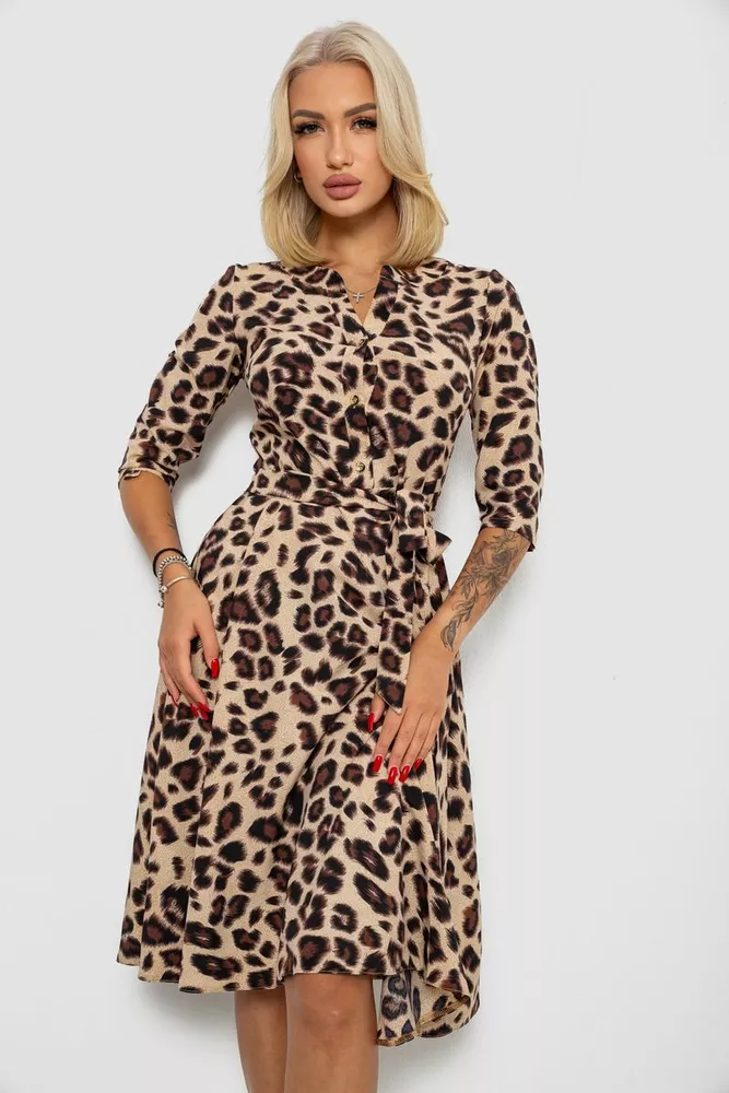 Купить Платье софт с принтом  -уценка, цвет бежево-коричневый, 230R1011-7-U оптом - Фото №1