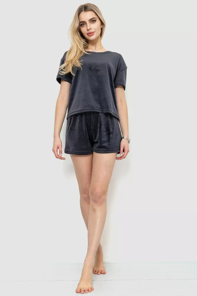 Купить Домашний костюм велюровый  -уценка, цвет темно-серый, 102R272-3-U-4 - Фото №2