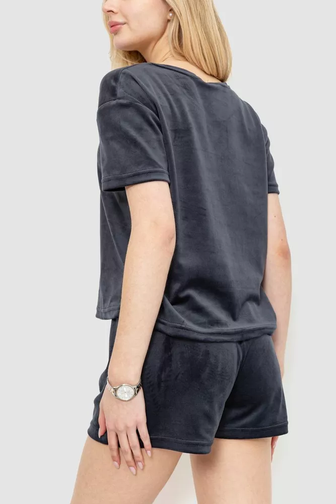 Купить Домашний костюм велюровый  -уценка, цвет темно-серый, 102R272-3-U-4 - Фото №4