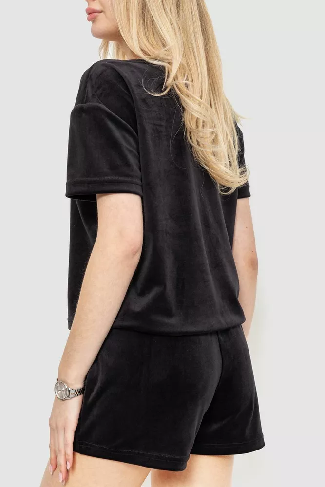 Купити Домашній костюм велюровий  -уцінка, колір чорний, 102R272-3-U-3 - Фото №4