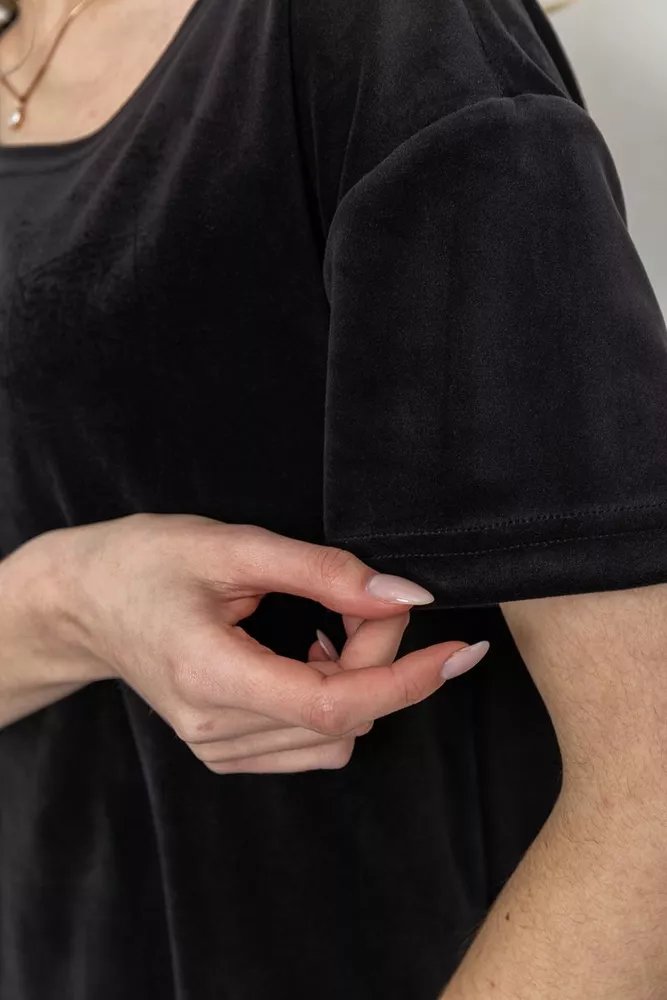 Купити Домашній костюм велюровий  -уцінка, колір чорний, 102R272-3-U-3 - Фото №5