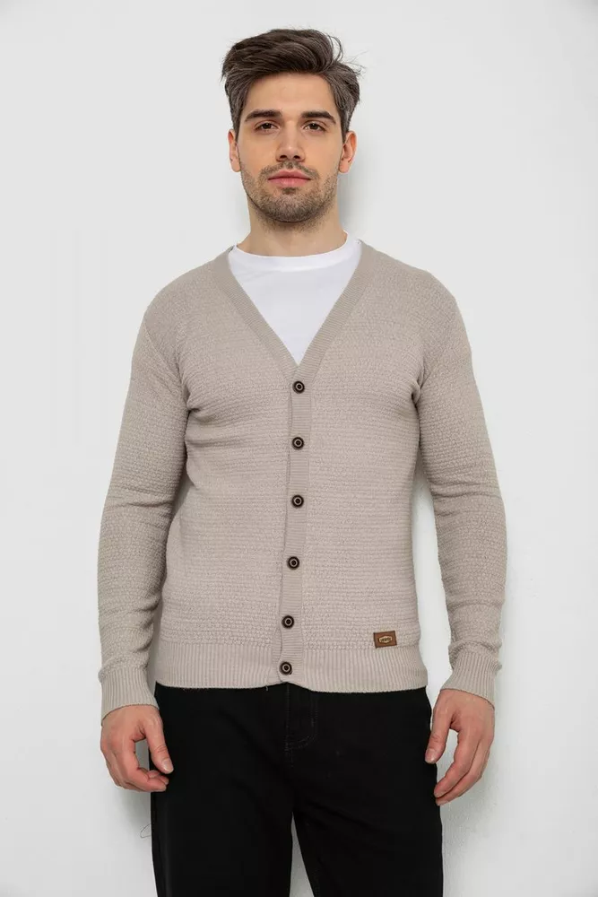 Купити Кофта чоловіча на ґудзиках, колір бежевий, 238R1055 - Фото №1