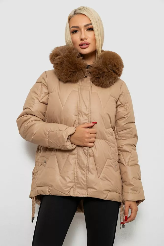 Купить Куртка женская зимняя короткая  -уценка, цвет бежевый, 244R865-U-1 - Фото №1
