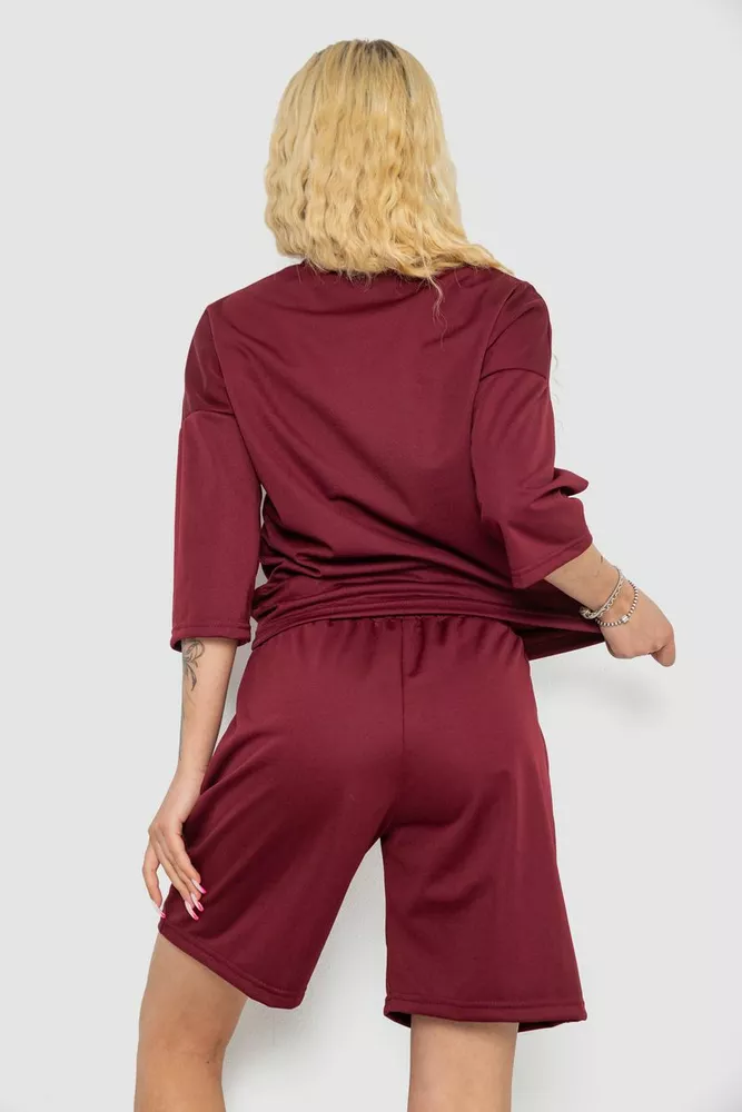 Купити Костюм жіночий однотонний, колір бордовий, 238R116 - Фото №4