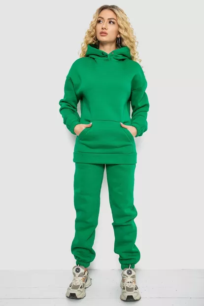 Спортивный костюм женский на флисе  -уценка, цвет зеленый, 102R7711-U-1