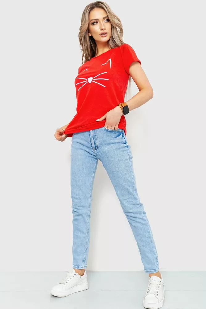 Купити Футболка жіноча з принтом, колір червоний, 221R3005 - Фото №2