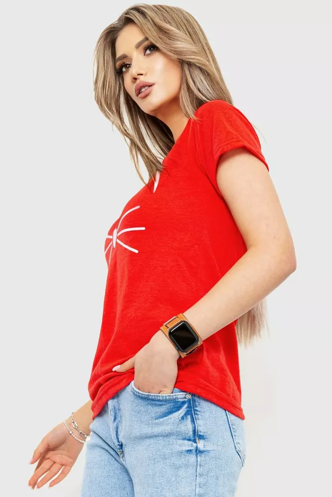 Купити Футболка жіноча з принтом, колір червоний, 221R3005 - Фото №3