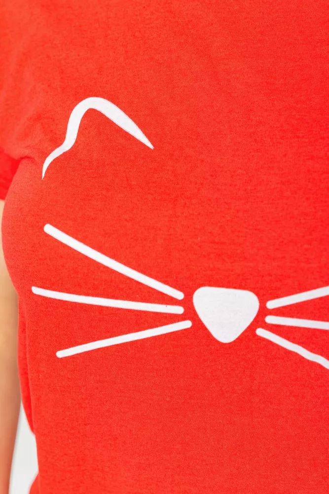 Купити Футболка жіноча з принтом, колір червоний, 221R3005 - Фото №5