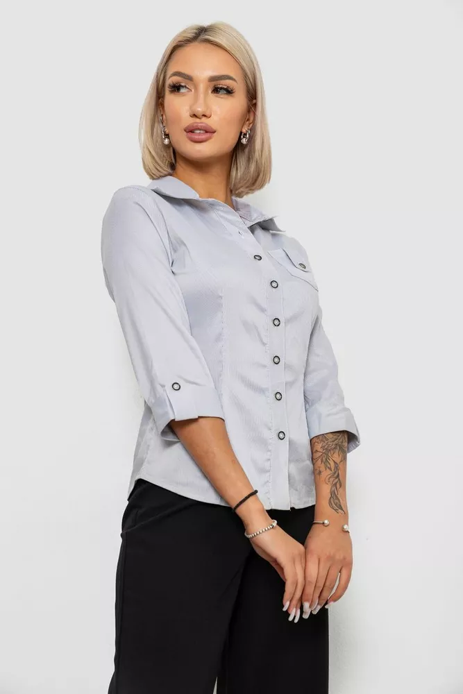 Купить Рубашка классическая в полоску  -уценка, цвет светло-серый, 230R645-U - Фото №3