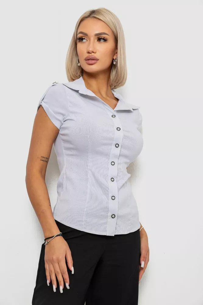 Купить Рубашка классическая в полоску  -уценка, цвет светло-серый, 230R668-U оптом - Фото №3