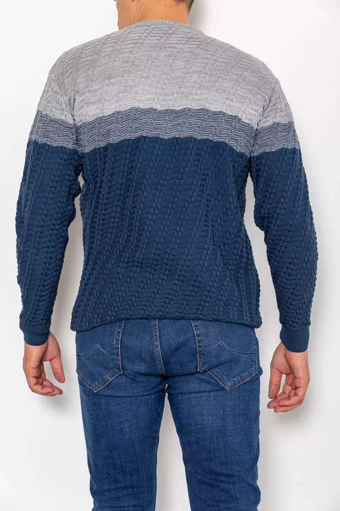 Купити Светр чоловічий  уцінка, колір сіро-синій, 161R677-U - Фото №3