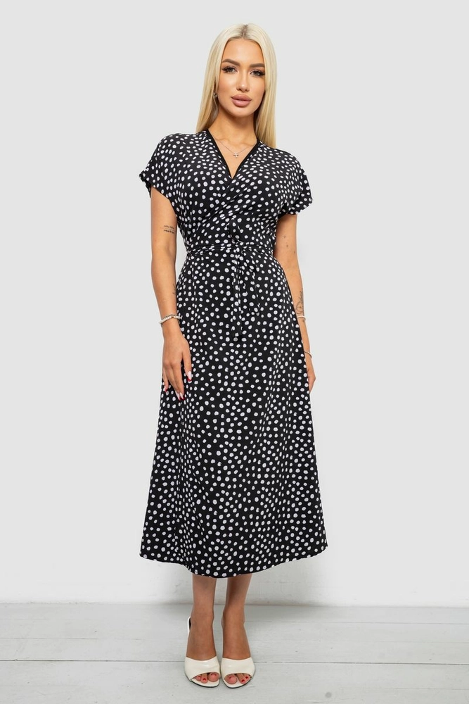 Купить Платье женское в горох, цвет черный, 257R177 - Фото №1