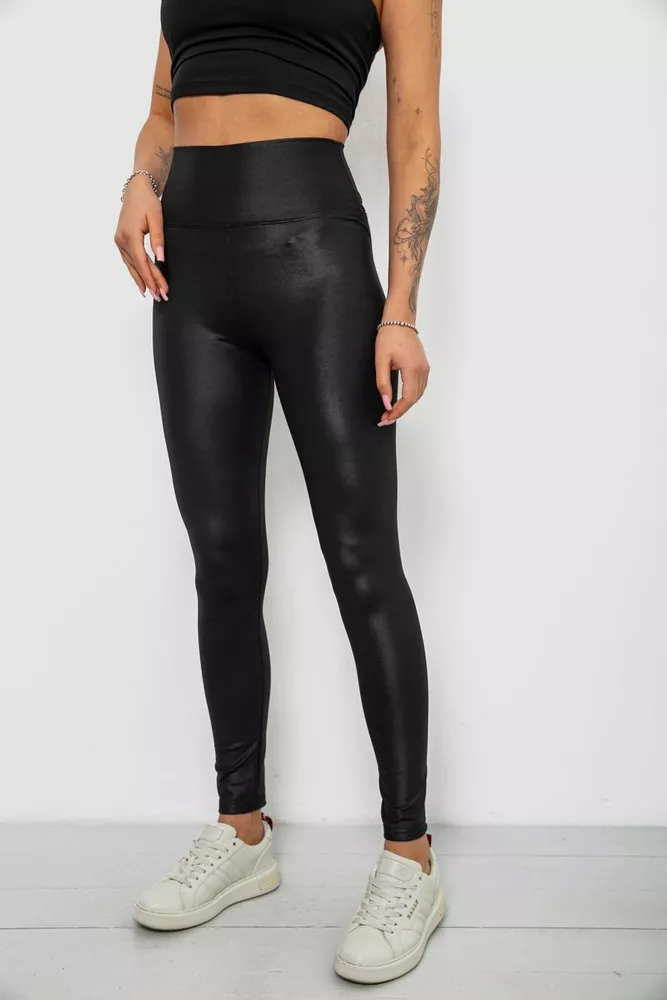 Купить Лосины женские однотонные  -уценка, цвет черный, 214R155-1-U - Фото №3
