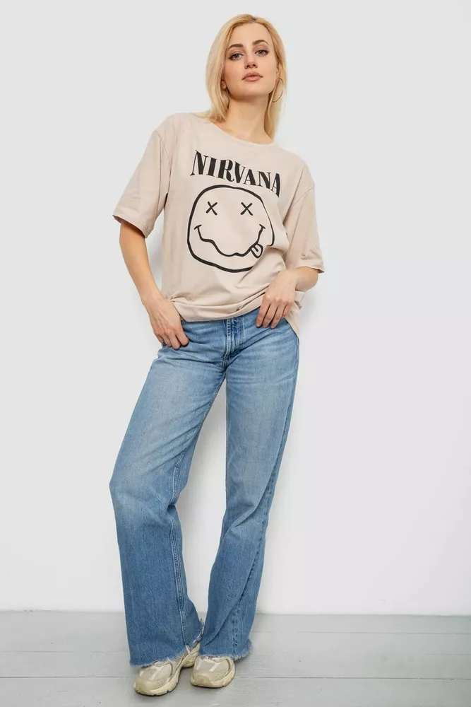 Купить Футболка женская с принтом, цвет бежевый, 244R2010 - Фото №2