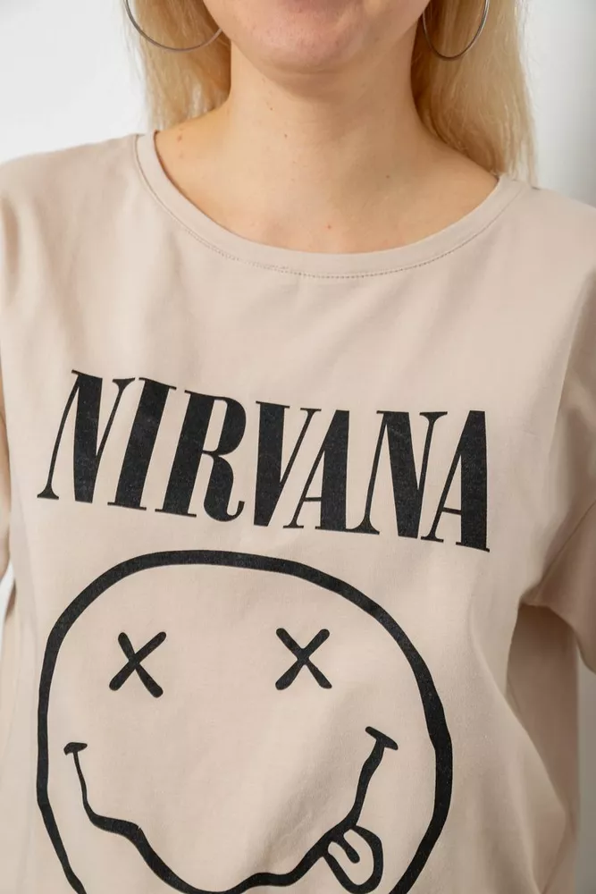 Купить Футболка женская с принтом, цвет бежевый, 244R2010 - Фото №5