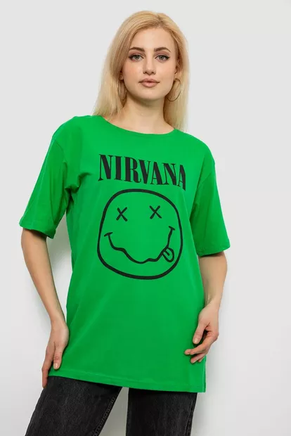 Футболка женская с принтом, цвет зеленый, 244R2010