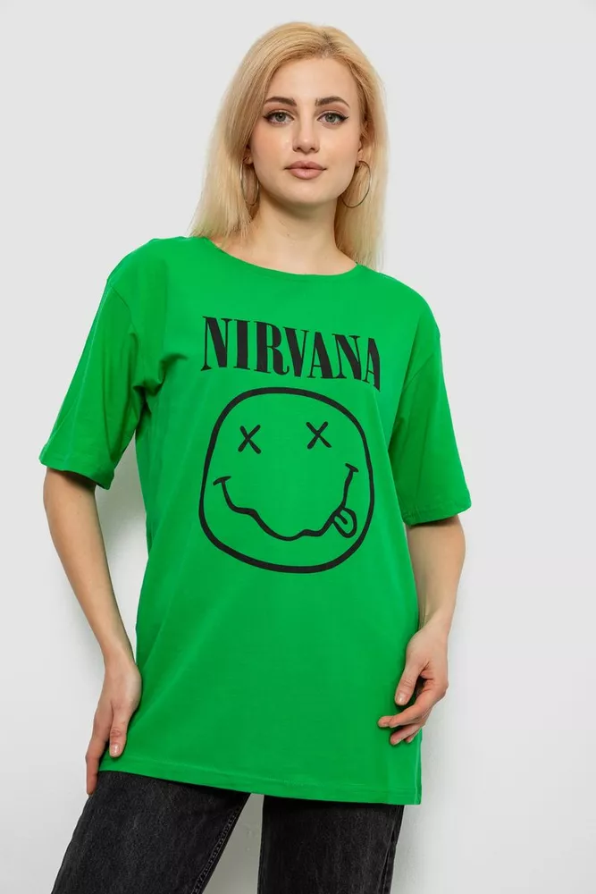 Купить Футболка женская с принтом, цвет зеленый, 244R2010 - Фото №1