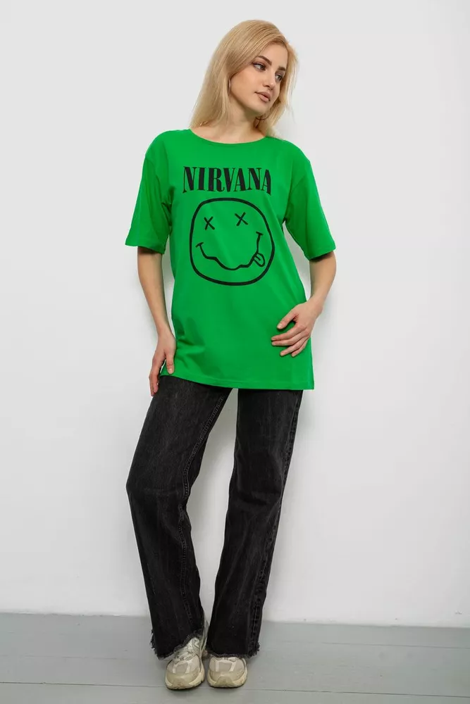 Купить Футболка женская с принтом, цвет зеленый, 244R2010 - Фото №2