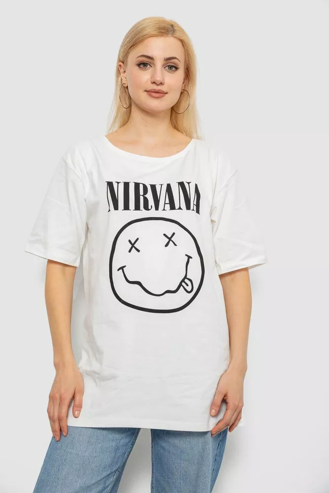 Купить Футболка женская с принтом, цвет молочный, 244R2010 - Фото №1