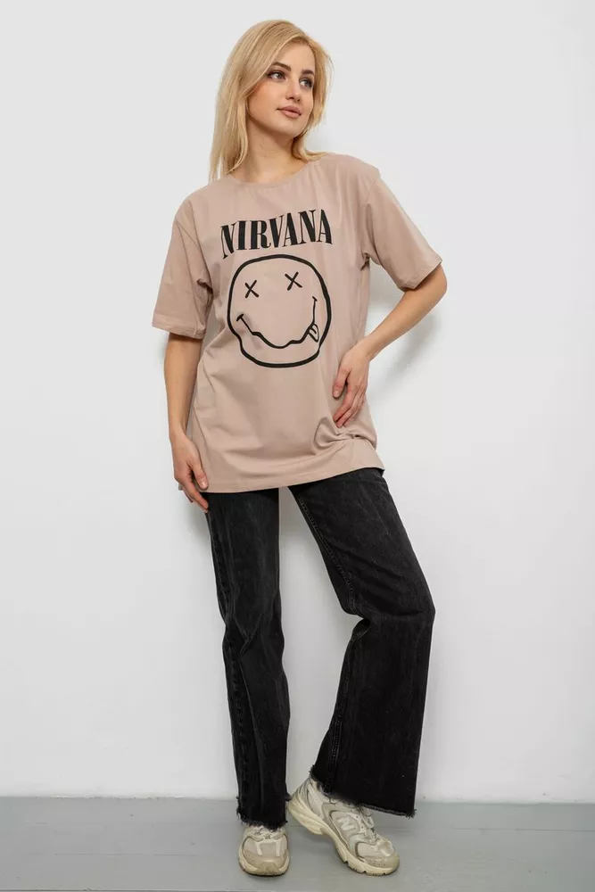 Купить Футболка женская с принтом, цвет мокко, 244R2010 - Фото №2