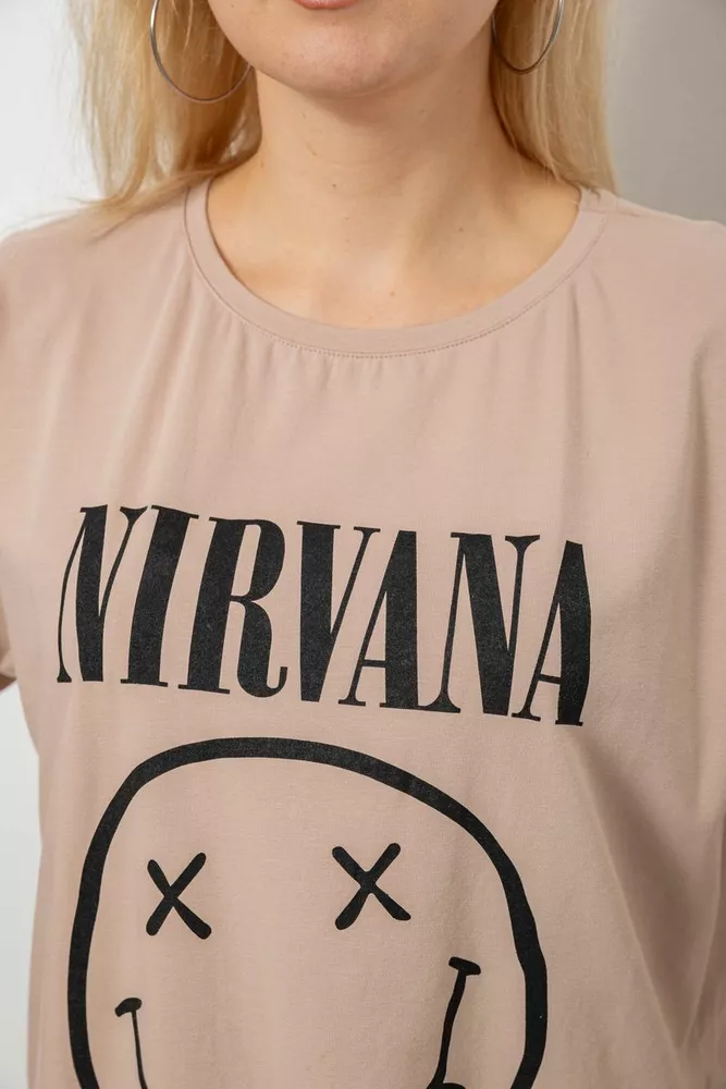 Купить Футболка женская с принтом, цвет мокко, 244R2010 - Фото №5