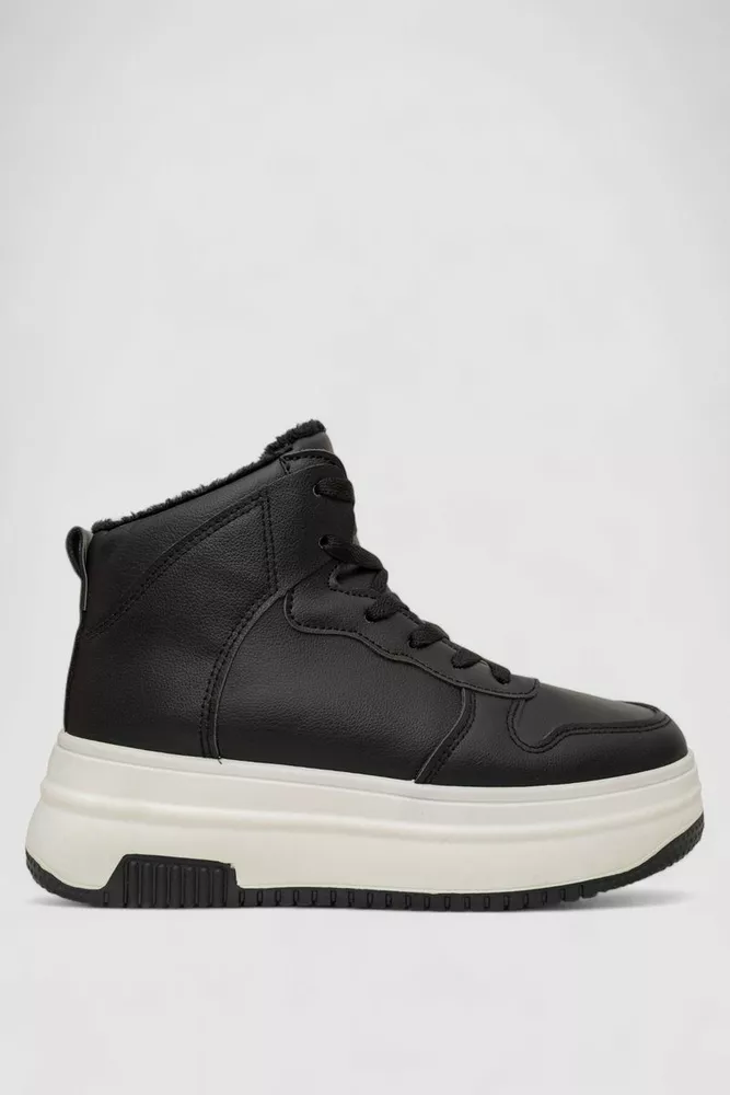 Купити Кросівки жіночі зимові на хутрі, колір чорно-білий, 248RAM01 - Фото №1