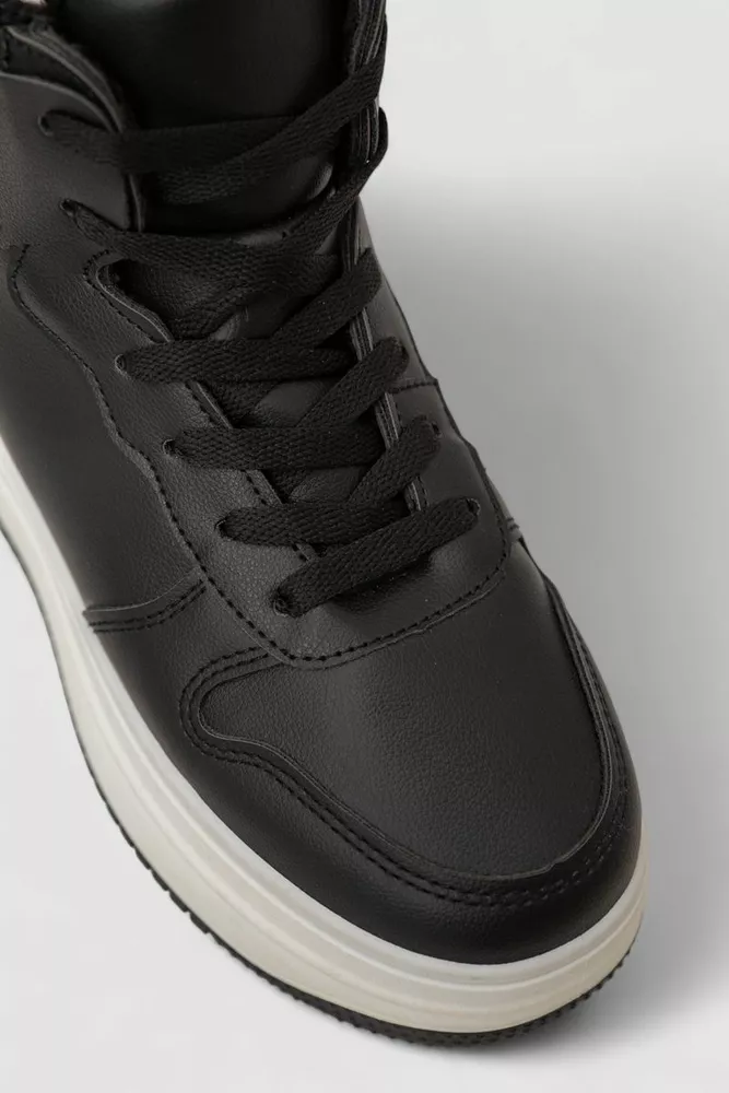 Купити Кросівки жіночі зимові на хутрі, колір чорно-білий, 248RAM01 - Фото №2