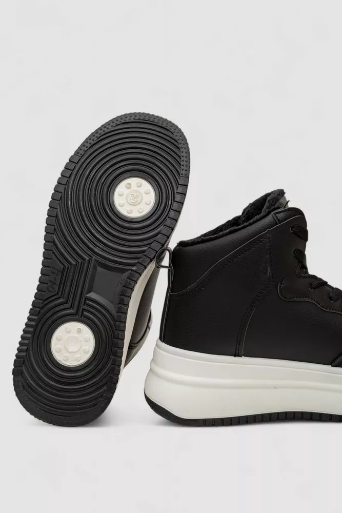 Купити Кросівки жіночі зимові на хутрі, колір чорно-білий, 248RAM01 - Фото №5