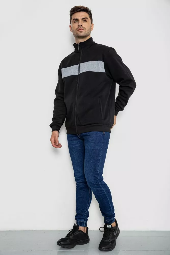 Купити Кофта чоловіча на флісі, колір чорний, 244R2730 - Фото №3