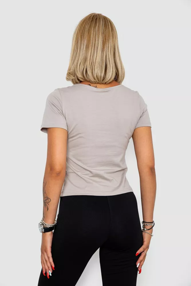 Купити Футболка жіноча однотонна, колір бежевий, 102R1101 - Фото №4
