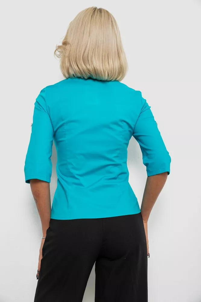 Купити Сорочка жіноча однотонна, колір бірюзовий, 230R068-5 - Фото №4
