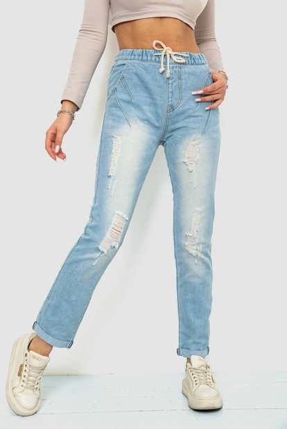 Джинсы женские на резинке  -уценка, цвет голубой, 244R5006-U-3