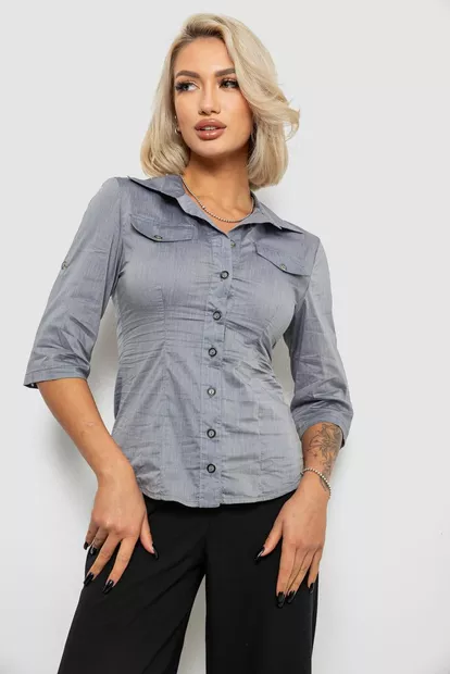Сорочка жіноча однотонна, колір сірий, 230R068-5