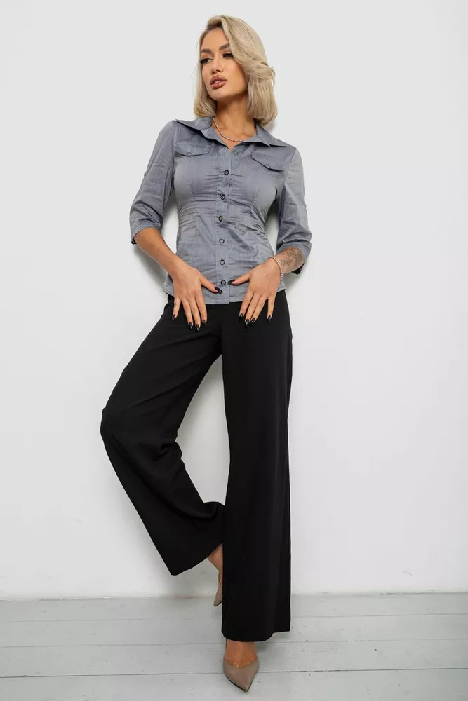 Купити Сорочка жіноча однотонна, колір сірий, 230R068-5 оптом - Фото №2